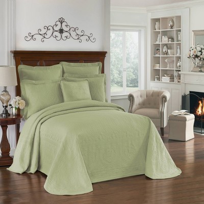 Sage King Charles Matelasse Bedspread (Queen) - Historic Charleston