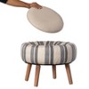 Fabulaxe Modern Striped Round Fabric Ottoman with Inner Storage, White and Blue - 2 of 4