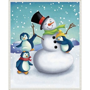 Amanti Art 23"x28" Joyful Snowman by Josefina Framed Canvas Wall Art Print - 1 of 4