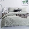 Green Gingham Duvet Cover Queen 100 Washed Cotton Set 3 Pieces with Zipper Ties, Breathable Luxury Bedding - 2 of 4