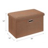 VECELO Folding Storage Ottoman Bench, End of Bed Linen Fabric Foot Rest Stool with Padded Seat, Large Footstool for Bedroom or Living Room - 3 of 4