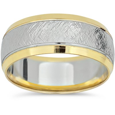 Pompeii3 Mens 14k White & Yellow Gold 8mm Two Tone Wedding Band