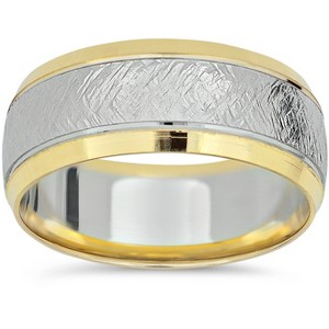 Pompeii3 Mens 14k White & Yellow Gold 8mm Two Tone Wedding Band - 1 of 3