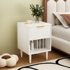 Modern Nightstand with Drawer and Open Shelf,White Bedside Table or End Table for Bedroom Living Room,Small Space Furniture-LAOTIES - 2 of 4