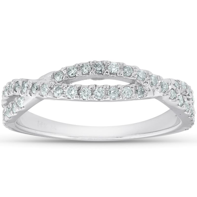 Pompeii3 3/8ct Diamond Wedding Ring Womens Infinity Crossover Band 14k White Gold, 1 of 6