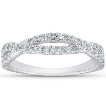 Pompeii3 3/8ct Diamond Wedding Ring Womens Infinity Crossover Band 14k White Gold
