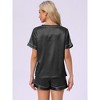 INSPIRE CHIC Womens Lounge Set Satin V Neck Elastic Waist Contrast Color Short Sleeve Shorts Set Pajama Set - 4 of 4