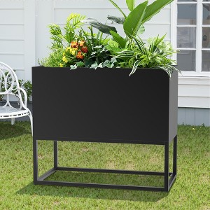 Dovelina White Modern Metal Rectangular Planter for Flowers or Shrubs in Patio&Garden - 1 of 4