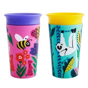 Munchkin Miracle 360° Wild Love Sippy Cup - 2pk - 9oz Total Lemur/Bee - 1 of 4