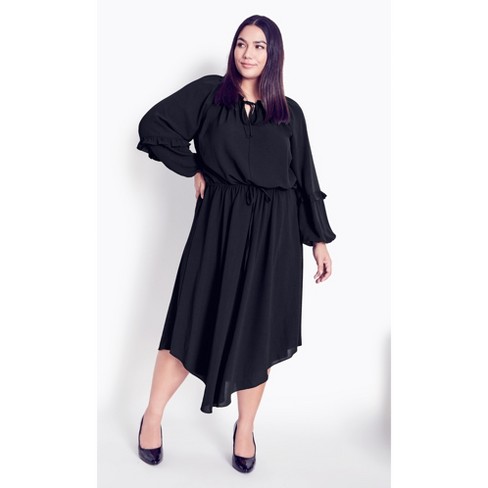 Women's Plus Size Drop In Plain Dress - Black | Arna York : Target