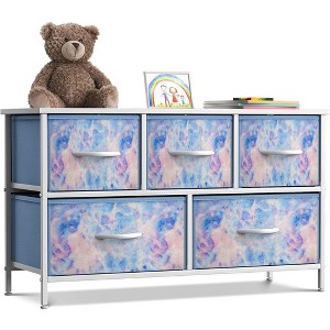 Sorbus 5 Drawers Dresser- Storage Unit with Steel Frame, Wood Top, Fabric Bins - for Bedroom, Closet, Office and more - 1 of 4