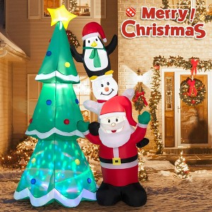Costway 8.7FT Inflatable Christmas Tree with Santa Claus & Snowman & Penguin Blow-up Xmas Decoration w/Multicolor Disco Light - 1 of 4
