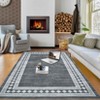 Modern Bordered Area Rug Machine Washable Area Rug Stain Resistant Easy Cleaning Indoor Carpet - 3 of 4