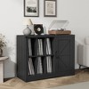 Record Player Stand with Vinyl Storage, Farmhouse Turntable Cabinet with Door, Vinyl Display Holder Shelves, Wooden Storage for Living Room, Black - 2 of 4