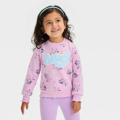 Image of Toddler Girls' Bluey Elevated Fleece Pullover - Purple 12M