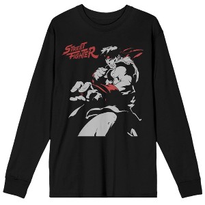 Street Fighter Ryu Character Men's Black Long Sleeve Tee - 1 of 1