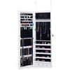 Tangkula Lockable Wall Mounted Mirrored Jewelry Organizer White Armoire Cabinet w/ LED Lights - 2 of 4