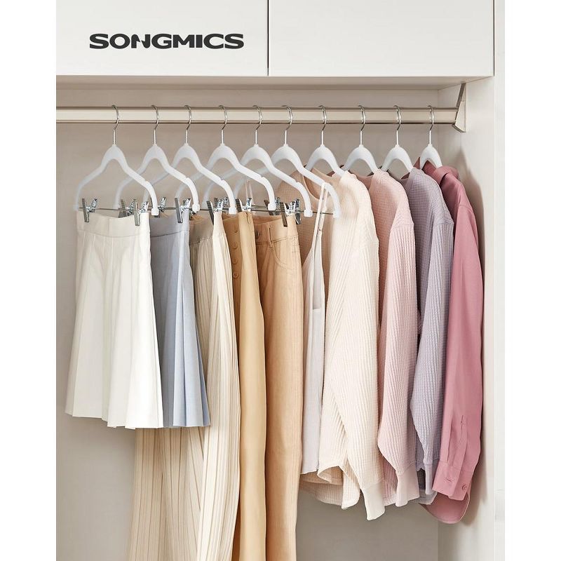 SONGMICS 30 Packs Velvet Skirt Pants Hangers Velvet Hangers with Adjustable Clips Non Slip Space Saving Clothes Hangers, 3 of 8