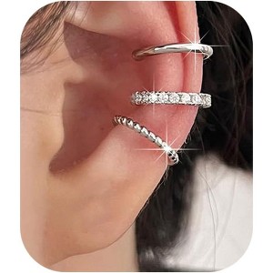 A stylish 3-piece silver clip-on earring set, a perfect jewelry gift for teenage girls. - 1 of 4