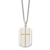 Chisel Stainless Steel Brushed and Yellow IP-plated Cross Dog Tag on a 22" Curb Chain Necklace - 4 of 4