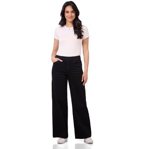 Rekucci Women's Wide Leg Pull-On Jeans – Secret Figure Stretch Denim, Sculpting Mid-Rise Fit, Comfortable & Stylish Everyday Denim - 1 of 2