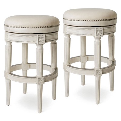 Maven Lane Pullman Backless Upholstered Kitchen Stool with Fabric Cushion Seat, Set of 2