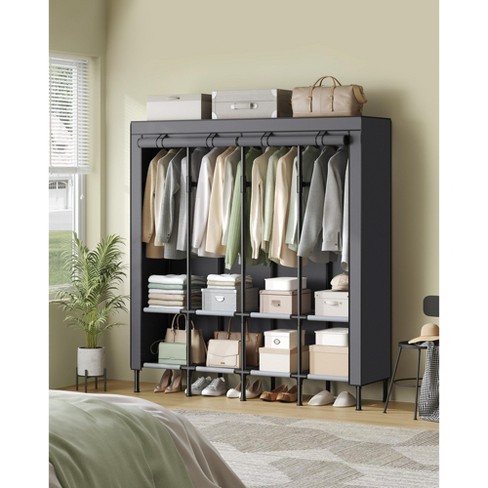 Portable Wardrobe Clothes popular Storage Organizer Closet with Hanging Rack, Grey NEW,