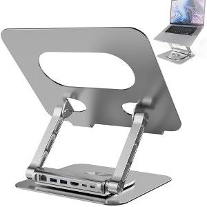 Purely L82 Ergonomic Laptop/Tablet Stand 6-in-1 Docking Station for Devices up to 17", Silver - 1 of 4