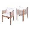 Outdoor Dining Chairs Set of 2,Fabric Upholstered Dining Chair with Acacia Wood Frame,Rope Woven Armrests Patio Dining Chair-Coolbibila - 3 of 4