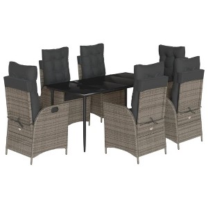 vidaXL Garden Dining Set Grey PE Rattan Large Seats Many - 1 of 4