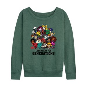 Women's - Mattel - Legendary For Generations Lightweight French Terry Wide Neck Long Sleeve Shirt - 1 of 4