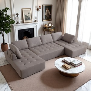 GDFStudio Belor 138.5" Transitional 6-Seater U-shaped Mesh Upholstered Modular Sofa - 1 of 4