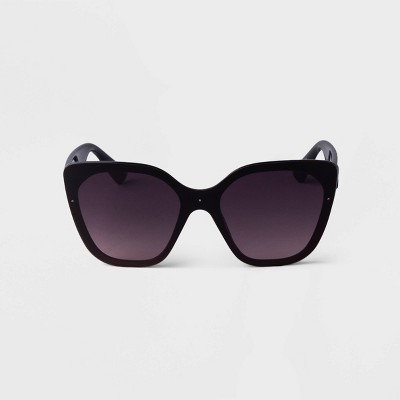 Women's Square Shield Sunglasses - A New Day™ Black