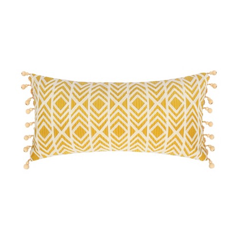 Ashika Ochre Embroidered Diamonds Bead Trim Pillow - Levtex Home - image 1 of 1