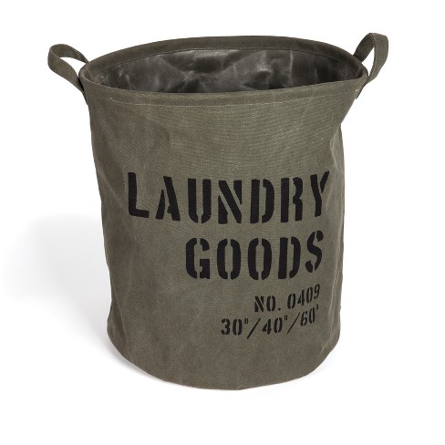 Danya B. Army Canvas Laundry Bucket Dusty Olive