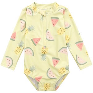 Gerber Baby Girls' and Toddler Long Sleeve One Piece Rashguard Swimsuit - 1 of 4