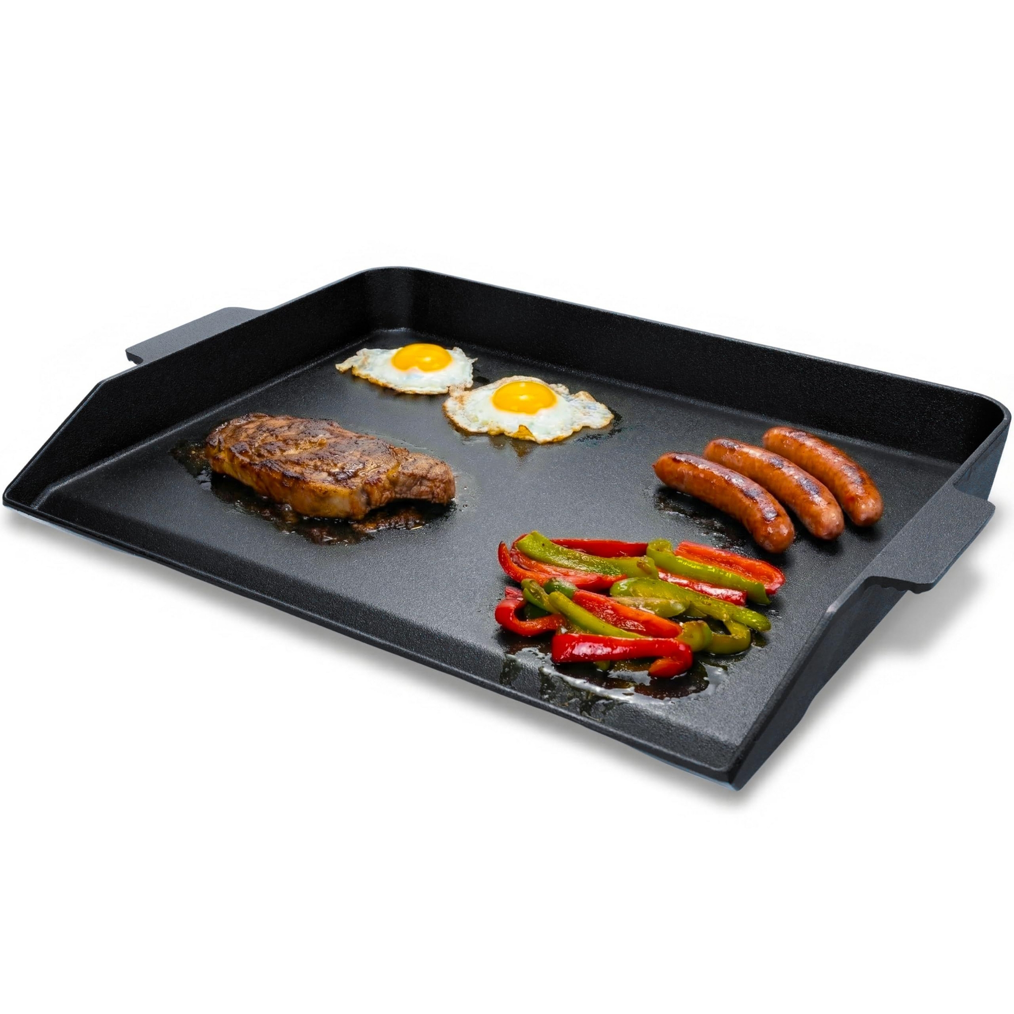 23 x 16 Inch Cast Iron Griddle for Gas Grills Heavy Duty Outdoor Flat Top Griddle for Even Heat Cooking Burgers Pancakes Steak and More