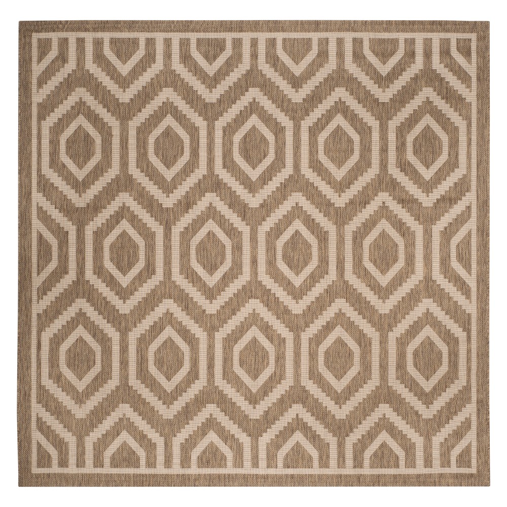 7'10in x 7'10in Biarritz Outdoor Rug Brown/Bone - Safavieh