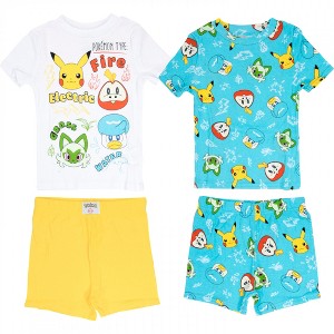 Kids Pokemon Grass Water Fire and Electric 4-Piece Pajama Set - Size 4 - 1 of 4