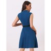 INSPIRE CHIC Women's V Neck Wear to Work Sleeveless Flare Knee Length Dresses - 4 of 4