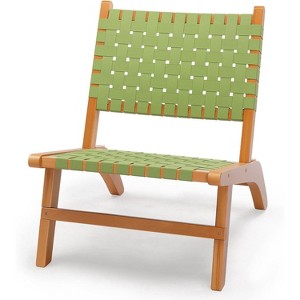 VINGLI Wooden Outdoor Chair, All-Weather Patio Seat with PE Woven Fabric, Adirondack Chair for Lawn, Balcony, Deck - 1 of 4