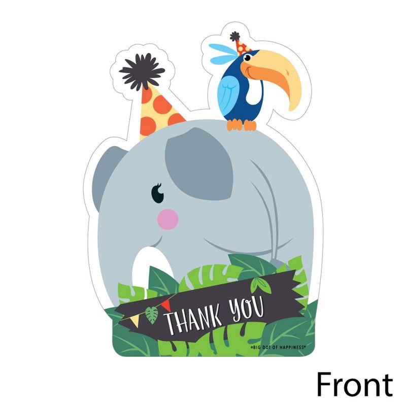 Big Dot of Happiness Jungle Party Animals - Shaped Thank You Cards - Safari Birthday Party or Baby Shower Thank You Cards with Envelopes - Set of 12, 3 of 8