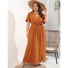 Whizmax Women Plus Size Wrap Maxi Dress Short Flutter Sleeves Empire Waist Split A Line Boho Casual Dress Caramel 3XL - 2 of 4
