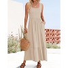 Women's 2025 Summer Sleeveless Dress Square Neck Pleated Swing Casual Maxi Dresses with Pockets - 2 of 4