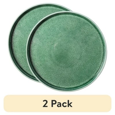 LunaLulinlk (2 pack) Green Stoneware Stackable Dinner Plate