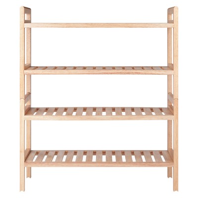 Natural Wood Stackable 4-Tier Shoe Rack