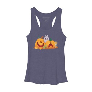 Women's Design By Humans Halloween Cartoon Pumpkins And Ghost By VectorVillain Racerback Tank Top - 1 of 3