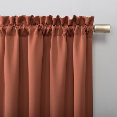 Terracotta Blackout Rod Pocket Polyester Curtain Panel