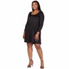 24seven Comfort Apparel Plus Size Long Sleeve Babydoll Knee Length Dress - 2 of 3