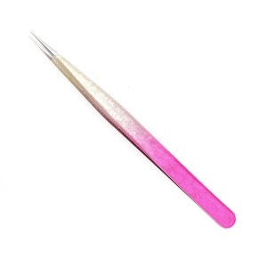 Unique Bargains Women's Durable Peacock Eyelash Extension Tweezers Rose Red Gold Tone 1 Pc - 1 of 3